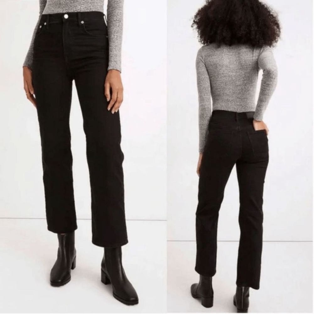 Madewell Slim Wide-Leg Jeans in Lunar Wash Black Size 29